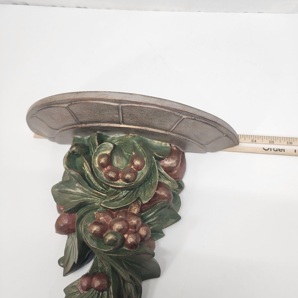 Kirkland's Decorative Fruit Leaf Resin Wall Shelf Corbel Green Gold Vintage - Picture 6 of 6